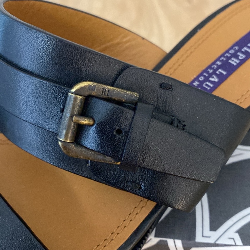 NWOT Ralph Lauren Purple Label Collection Black Sandals.  Size 36B (US)6 - Picture 4 of 8